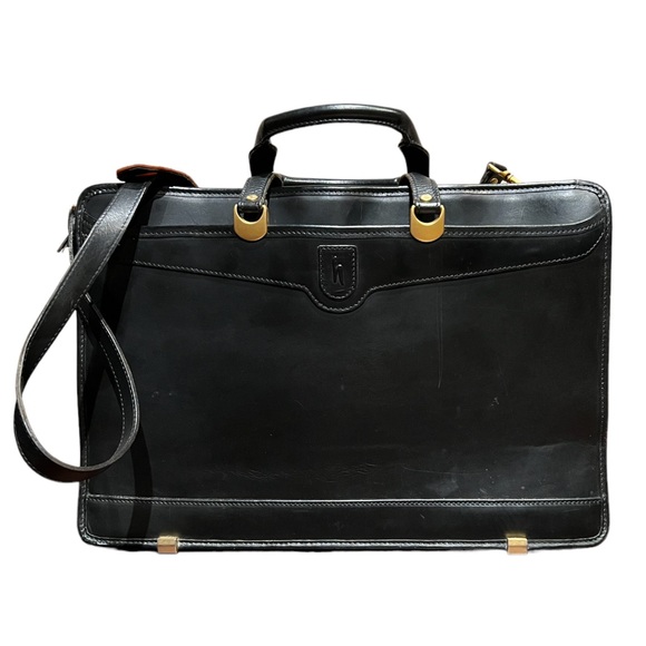Hartmann Other - HARTMANN  Lombardo Black Belting Leather Briefcase Messenger Bag AMERICAN Made